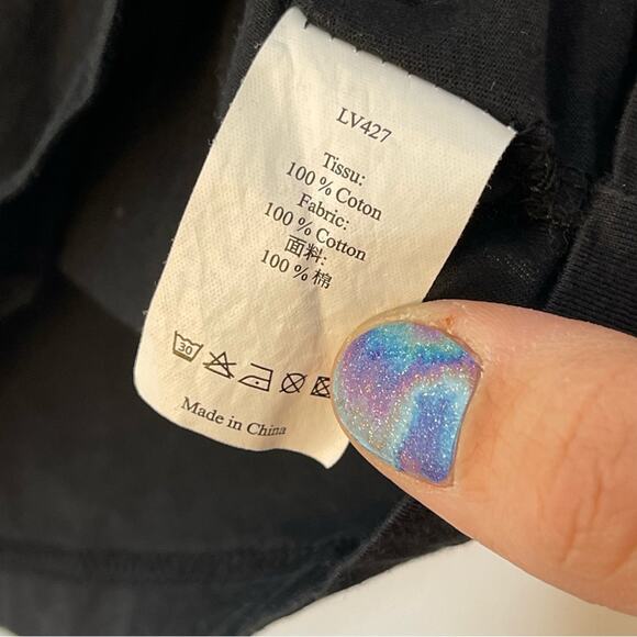 LOUIS VUITTON Uniformes Black Crewneck Short Sleeve 100% Cotton Top Size Medium - Picture 5 of 5